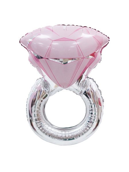 Фольга шар фигура Кольцо с розовым бриллиантом 30" Китай