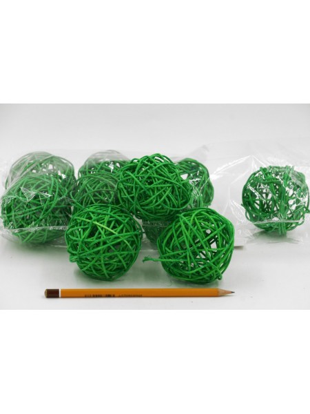 Набор шаров ротанг 7 см 10 шт цвет зеленый HS-26-9