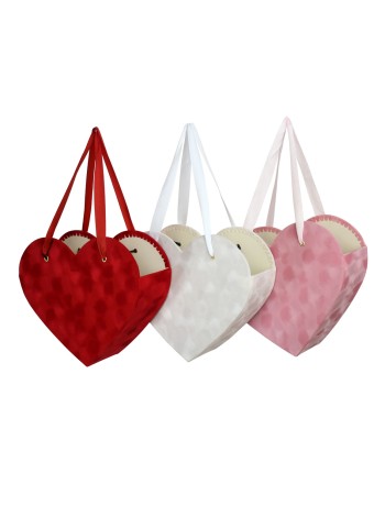 Коробка для цветов 26,3 х22,3 х8,5 см сердце бархат цвет микс