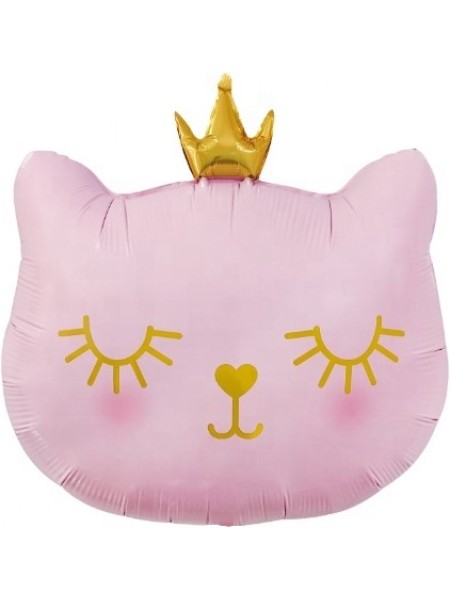 Фольга шар фигура Кошка принцесса розовая Китай 22"/56 см