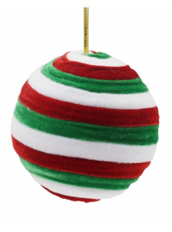 Шар пенопласт 12 см бархат цвет зеленый/красный/беоый HS-23-9