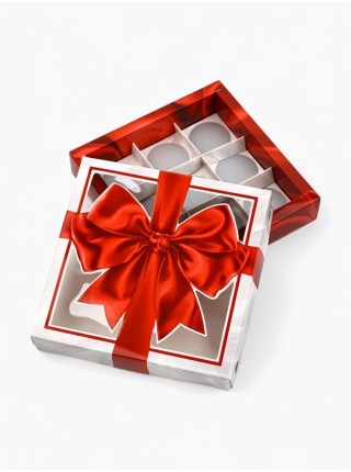 Коробка для конфет 14,5 х14,5 х3 см Бант на 9 шт 1/5