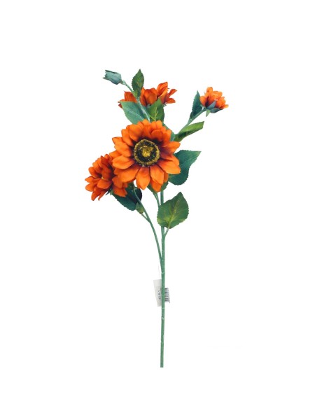 Подсолнух букет 65 см 4 цветка+бутон цвет темно-оранжевый HS-6-1