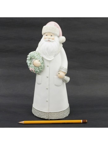 Дед Мороз в розовой шапочке h=24,5 см керамика цвет белый HS-16-5
