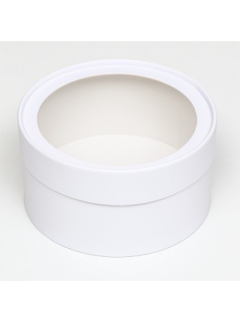 Коробка картон 16 х11 см с окном круг цвет белый