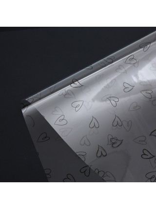 Пленка 58 х 58 см прозрачная с рисунком Сердечки набор 20 листов цвет микс HS-67-9