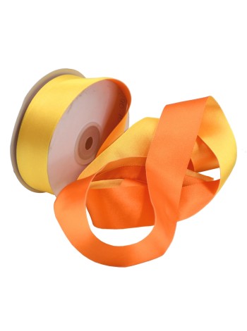 Лента шелк 3,2 см х20 м 32/04-10 биколор лимонно-тыквенный