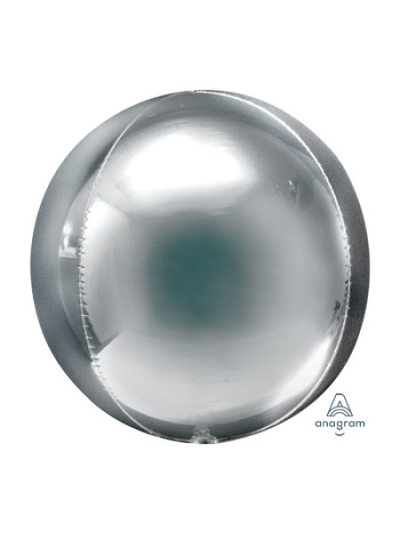Фольга шар 3D Сфера б/рис 21"/53 см металлик Silver