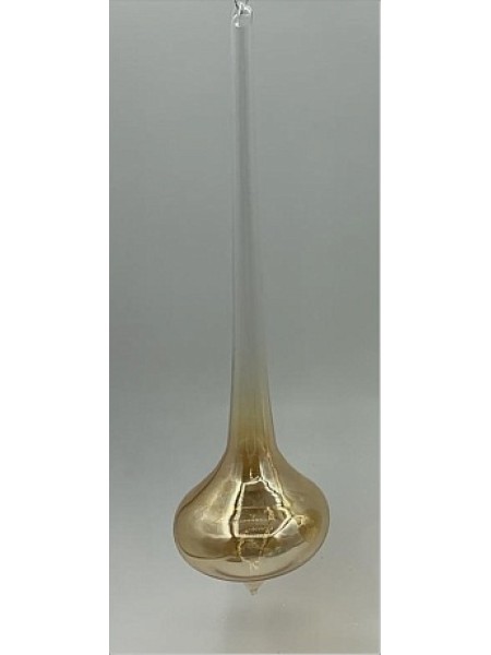 Капля 8 хН25 см стекло цвет золотой арт YUM09-442  елочная игрушка