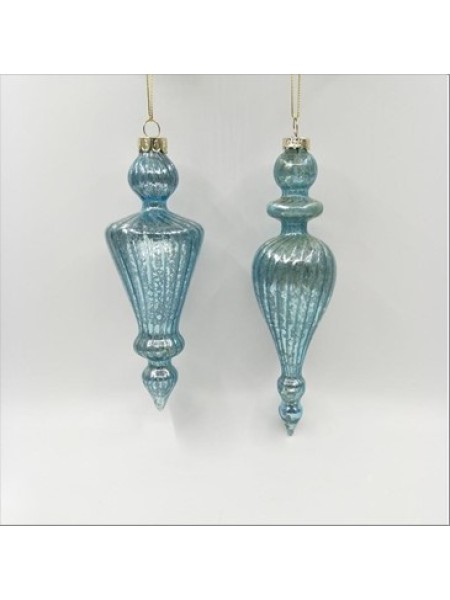Конус стекло 4,9 хН16,5 см цвет синий арт YUXY11-425/A елочные украшения