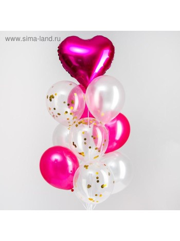 Букет шаров Любовь набор 10 шт фольга/латекс цвет розовый