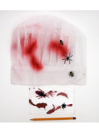 Набор Ужас 2 предмета: маска+колпак с насекомыми цвет белый HS-36-7