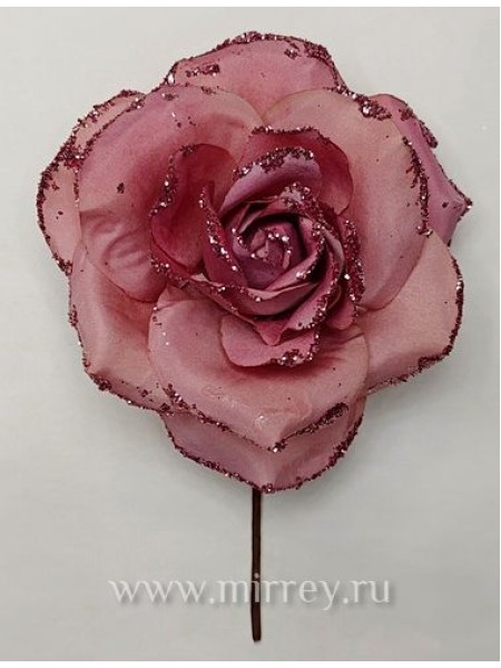 Цветок декоративный на вставке 15 см темно-розовый