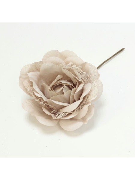 Цветок декоративный на вставке 15 см розовый
