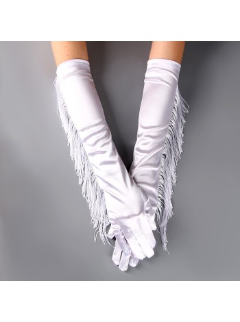 Перчатки с бахромой цвет белый