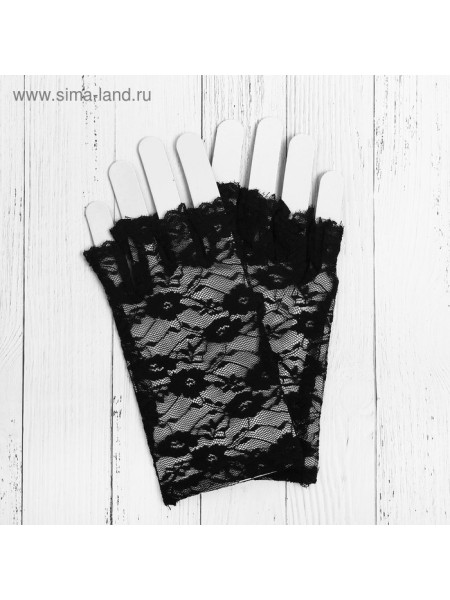 Перчатки карнавальные Леди р-р М цвет черный текстиль