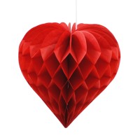 Подвеска объемная Сердце соты 15 см цвет красный HS-35-2