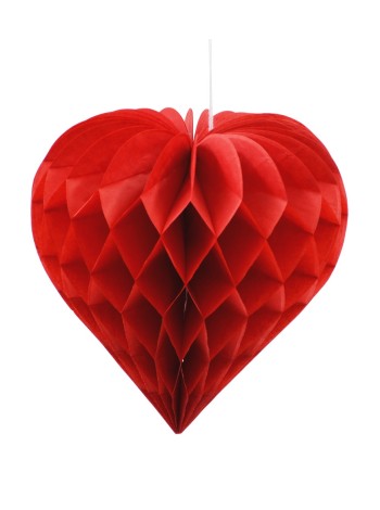 Подвеска объемная Сердце соты 15 см цвет красный HS-35-2