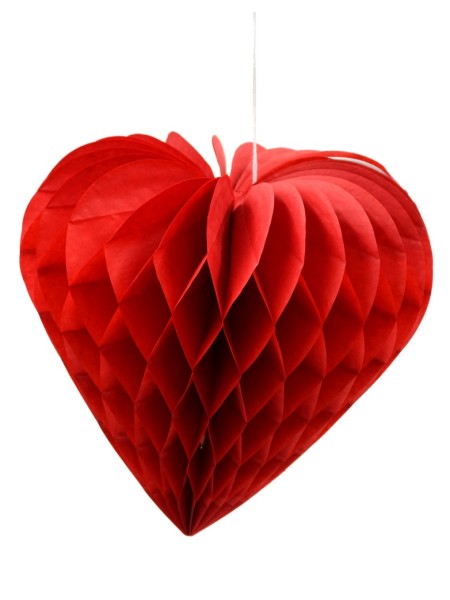 Подвеска объемная Сердце соты 20 см цвет красный HS-35-3
