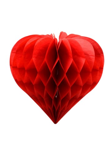 Подвеска объемная Сердце соты 25 см цвет красный HS-35-4