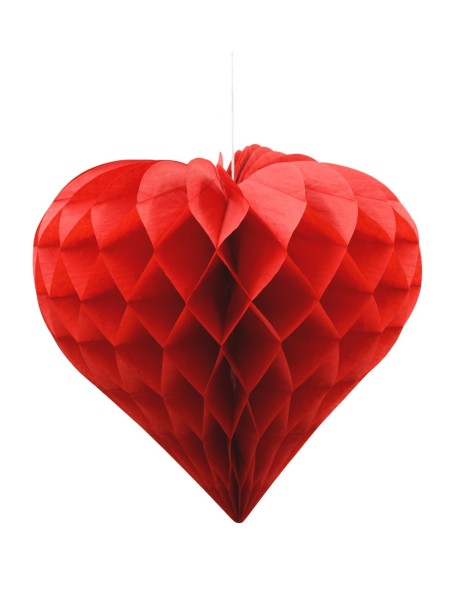 Подвеска объемная Сердце соты 30 см цвет красный HS-35-5