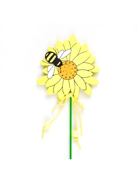Вставка Цветок с пчелкой 7,3 х7,5 х20 см цвет желтый