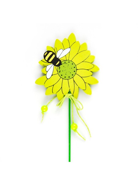 Вставка Цветок с пчелкой 7,3 х7,5 х20 см цвет зеленый