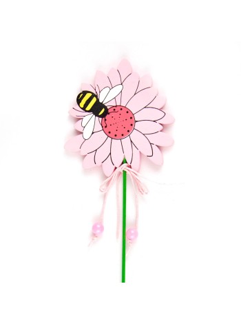 Вставка Цветок с пчелкой 7,3 х7,5 х20 см цвет розовый