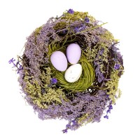 Гнездо с яйцами 17 см декоративное цвет сиреневый