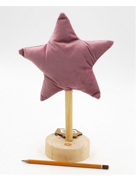 Звезда на подставке 30 см мягкая велюр/дерево цвет розовый HS-35-5