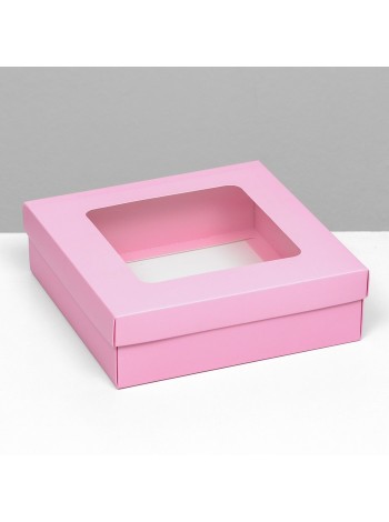 Коробка складная 20 х20 х6 см цвет розовый