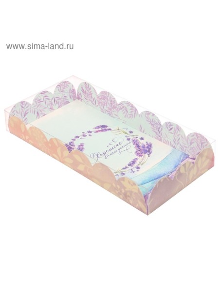 Коробка кондитерская 10,5 х21 х3 см с PVC крышкой Хорошего настроения 1/5