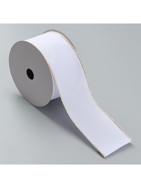 Лента 6,3 х10 ярд цвет белый/шампань декоративная