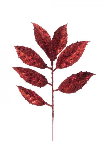 Ветка с листиками 31 х 14 см цвет красный