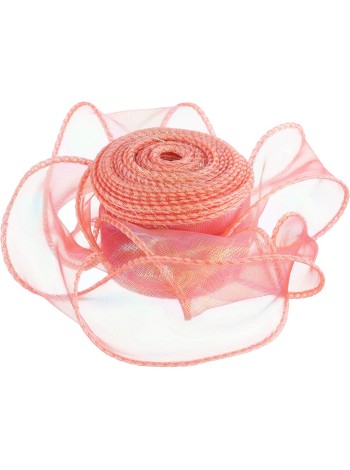 Лента органза 4 см х9,14 м с леской хамелеон цвет Утренняя роза