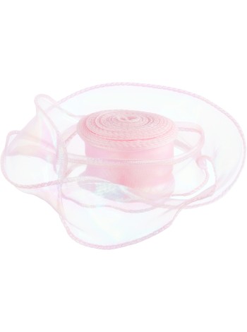 Лента органза 4 см х9,14 м с леской хамелеон цвет Розовый