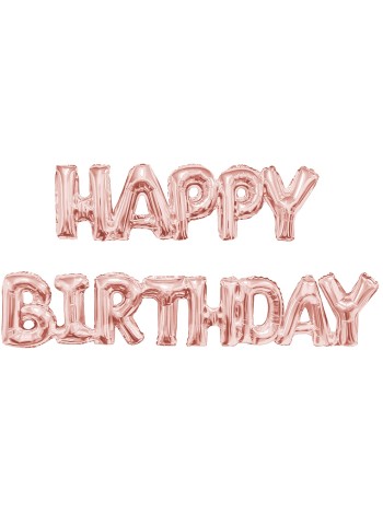 Фольга надпись Happy Birthday Розовое Золото 17"/43 см Китай