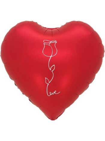 Фольга шар сердце Роза красный сатин 18"/46 см Китай